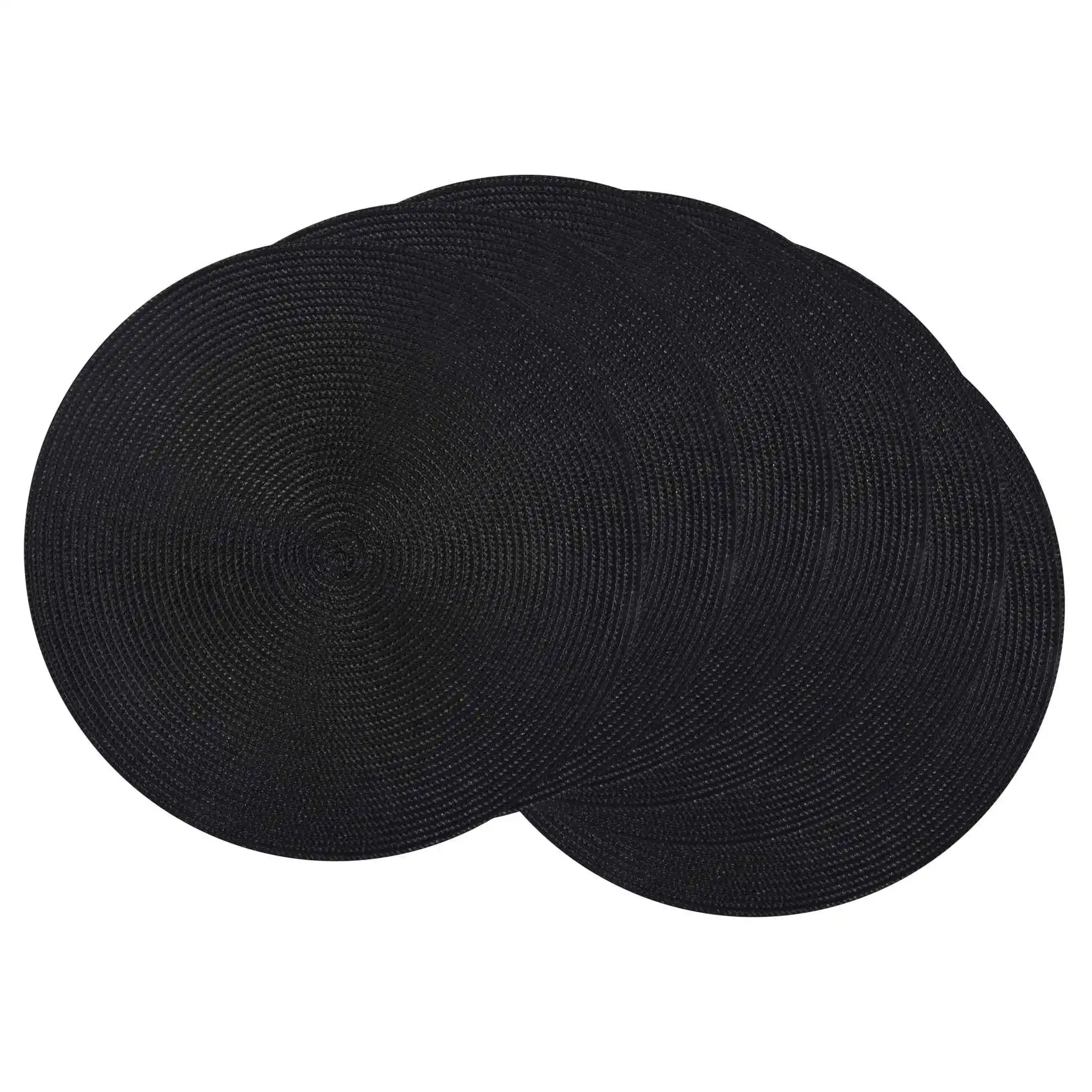 Round Braided Placemats Set of 6 Table Mats for Dining Tables Woven Washable Non-Slip Place Mats 15 Inch Halloween Black