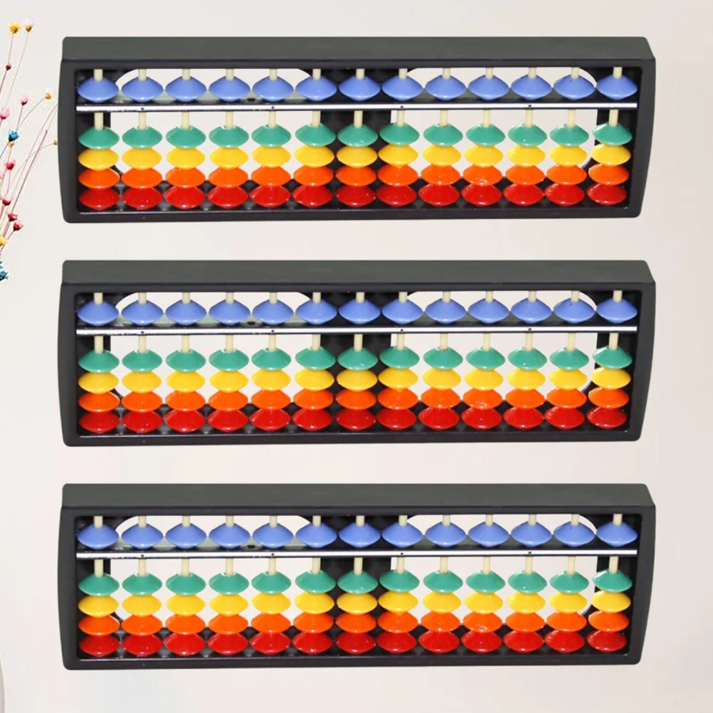 3 Stücke Kunststoff Abacus Braune Perlen Langlebige 13-stellige Stangen Arithmetik Abacus Pädagogisches Zählwerkzeug Kinder Mathematik Lernen