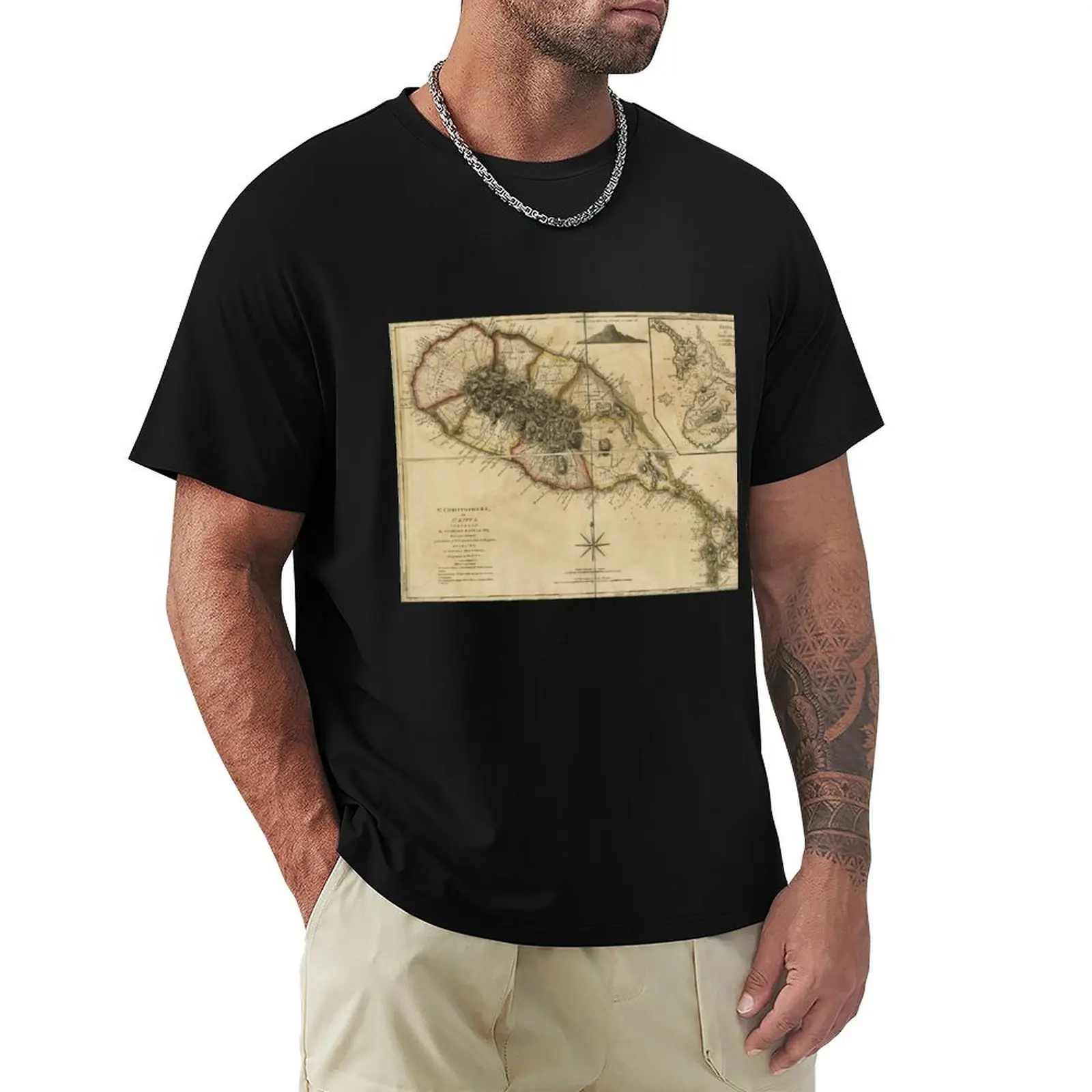 

Map of Saint Christophers Island (Saint Kitts) from 1775 T-Shirt boys whites valentines clothes mens plain t shirts