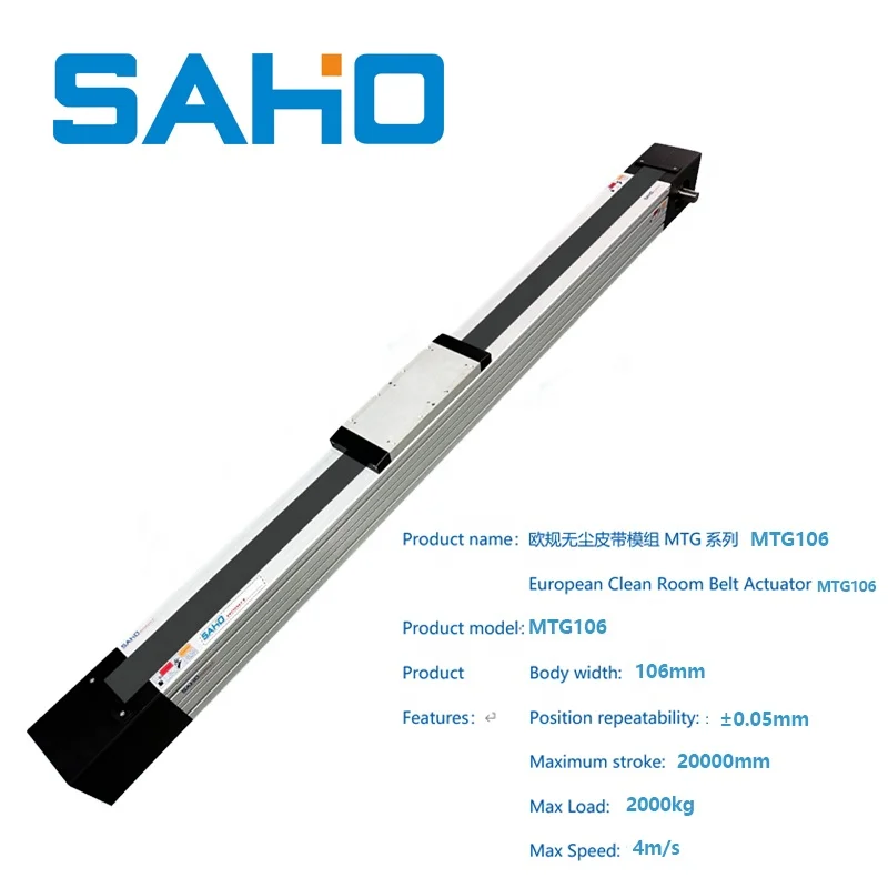 MTG160 Heavy Load Linear Belt Drive Module 50~200kg Stroke 15m With Motor And Bearing Core Components Linear Belt Module