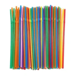 100Pcs Colorful Disposable Plastic Curved Drinking Straws Wedding Birthday Party Bar Drink Plastic Straws Bubble Tea Straw