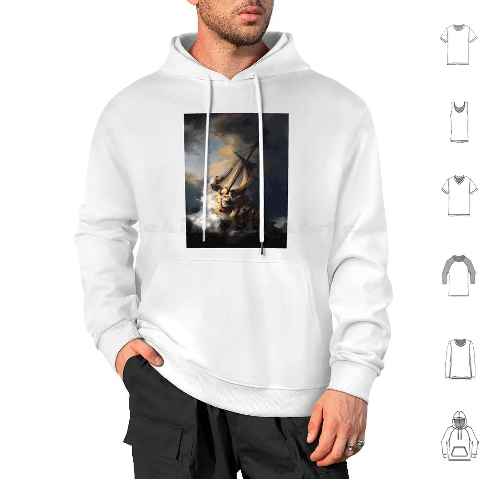 Caravan Hoodies Long Sleeve Ship Sea Chiaroscuro Caravaggio