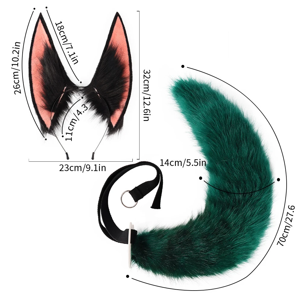 Genshin Impact Tighnari Anime Schwanz Kopfbedeckung Set Halloween Party Requisiten Tier Ohr Set Halloween Karneval Maskerade Kostüme