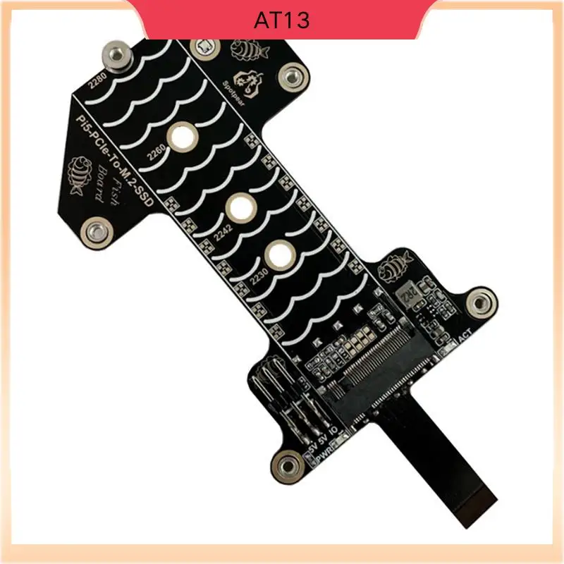 

AT13 For Raspberry Pi 5 Pcie Expansion Board To M.2 Nvme SSD Adapter Board Pi5-Pcie-Fish-Board-A
