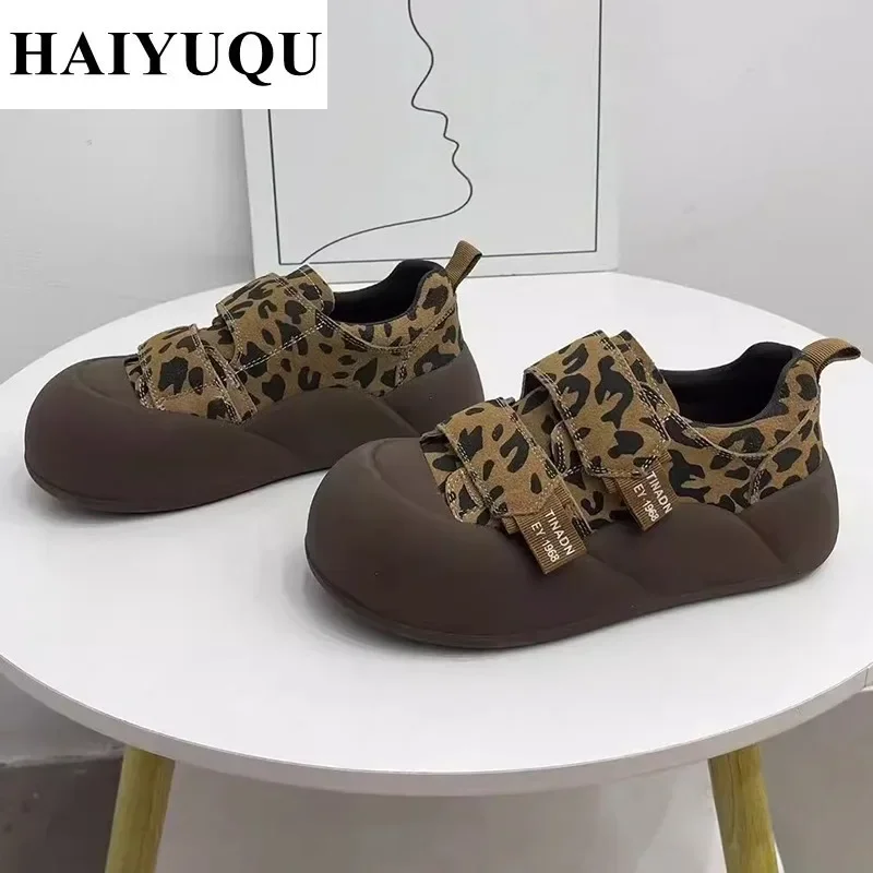 Leopard Ankle Snow Boots Fur Warm Women Platform Shoes Luxury Brand 2025 Winter Flats Plush Sneakers Women Boots Cotton Loafers