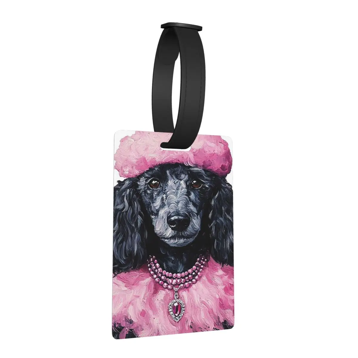 

Необычный розовый французский пудель, собака, портрет домашнего животного, багажные бирки, чемодан, портативный багаж, посадочная бирка, держатель этикетки, идентификационное имя, адрес