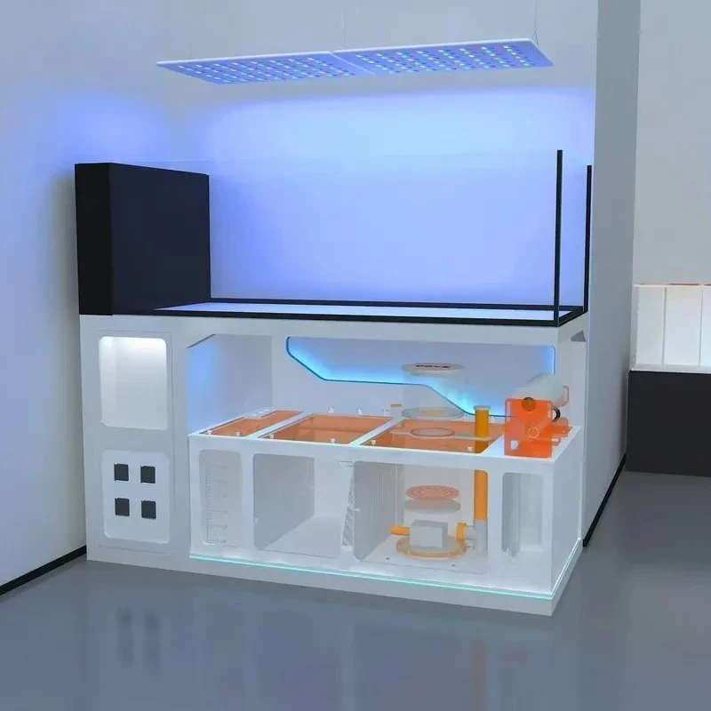 High End Rectangular Glass Seawater Coral Tank with Bottom Filter 55 60 90 cm