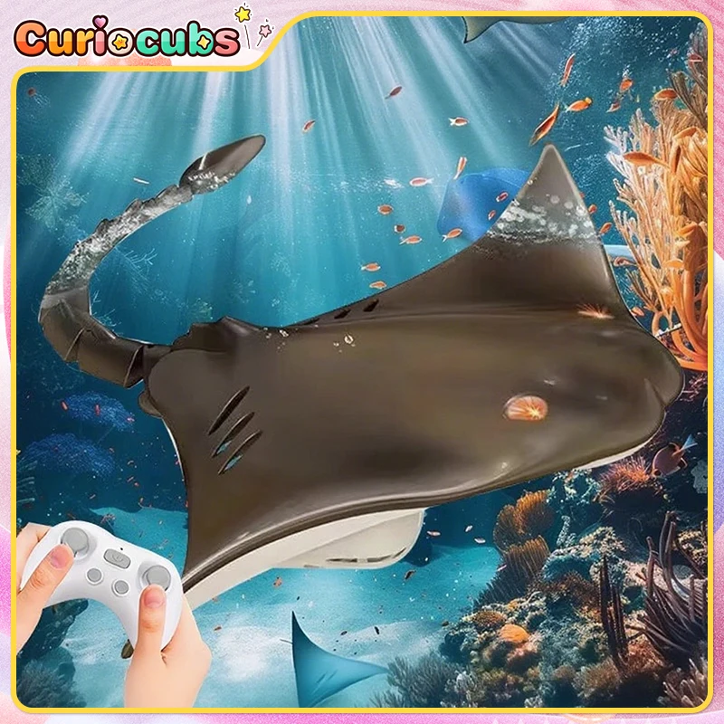 2.4g controle remoto manta ray brinquedo elétrico simulação peixe controle remoto animal barco piscina ao ar livre brinquedo à prova dwaterproof água presente de festa do miúdo