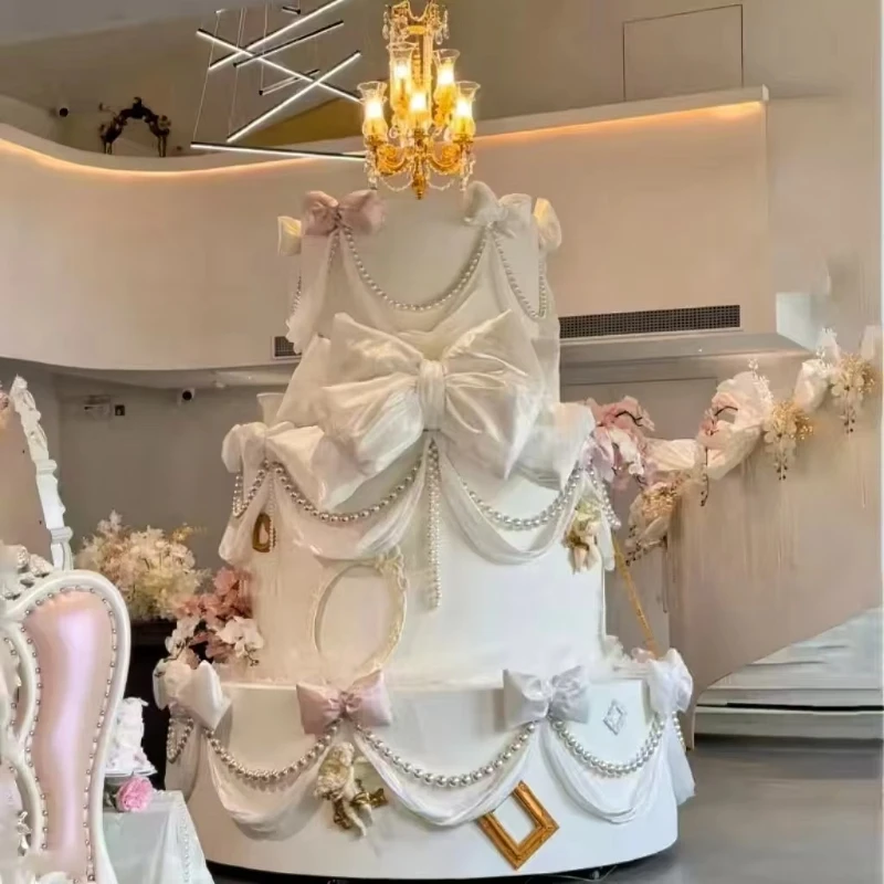 

New to Modern Three-layer Removable Artificial Wood Cake Wedding Birthday Party Hotel Decoration Photography Props