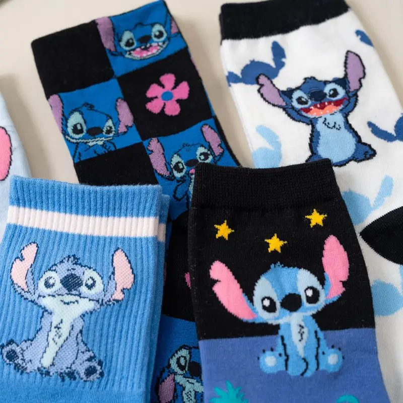 Disney Stitch Socks Cartoon Cotton Comfortable Anime Socks Cotton Midtube Stockings Girls Friends Boys Birthday Christmas Gifts