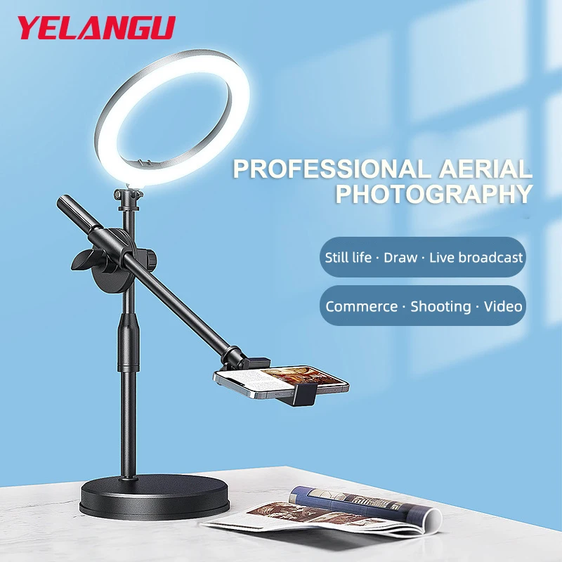 YELANGU – trépied de Table avec anneau lumineux de 6CM, support de téléphone, bras de flèche, pour diffusion de vidéos Youtube en direct