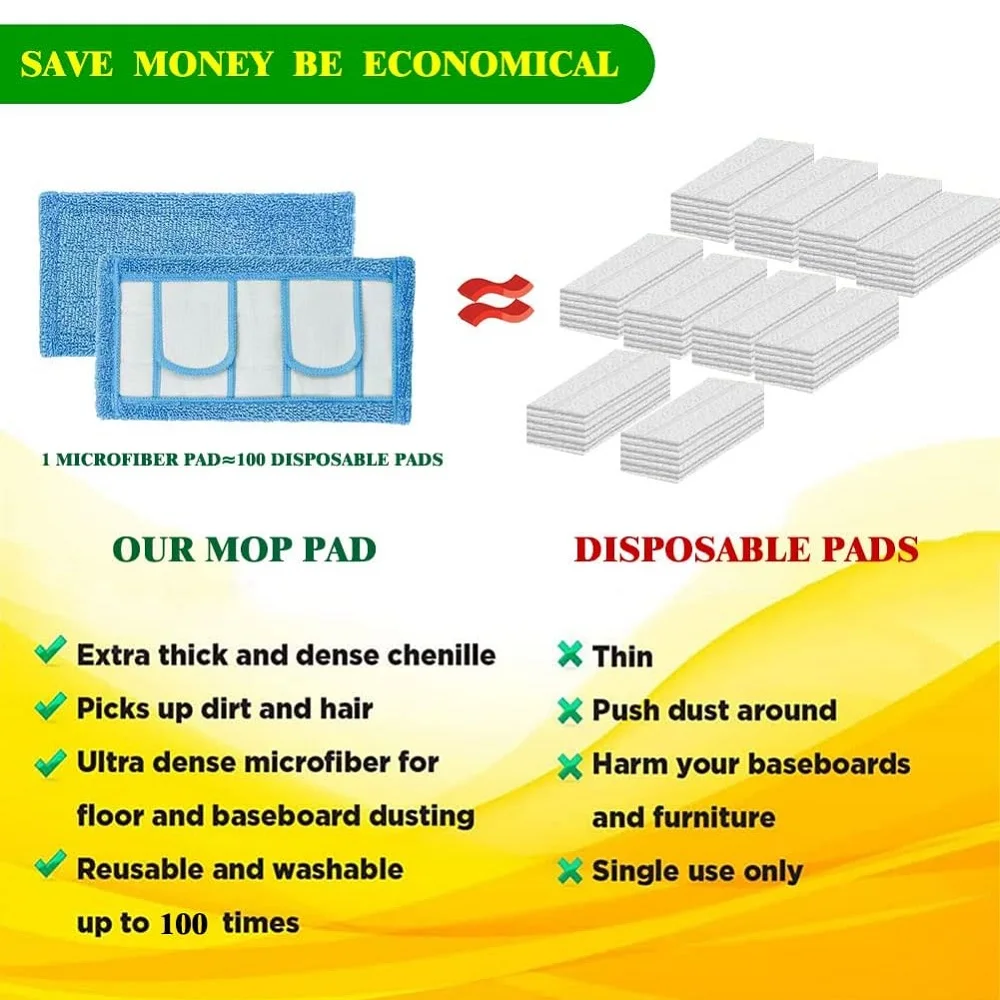 แผ่นรอง Kain Pel Microfiber แบบใช้ซ้ำได้4แพ็คสำหรับ swiffer Sweeper และไม้ถูพื้นแบนขนาด10-12นิ้วแผ่นสำลีเช็ดหน้าเปียกสำหรับพื้นเนื้อแข็ง