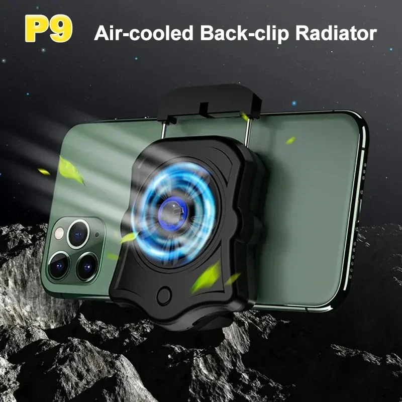 

P9 Universal Mobile Phone Cooling Fan Radiator Air-cooled Back-clip Game Cooler Rechargeable Cool Heat Sink for IPhone Android