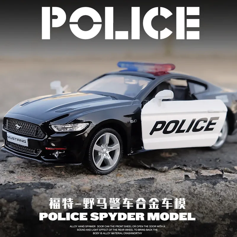 

1:36 Ford Mustang police Car Simulation Alloy Car Model Boy Metal Car Car Model Decoration A195