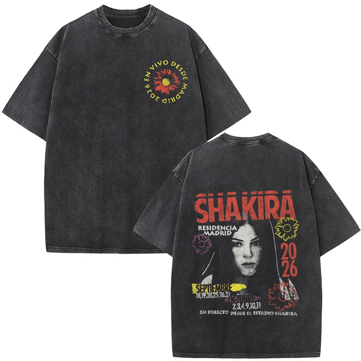 Shakira Las Mujeres Ya No Lloran 2026 Tour Print Vintage Washed Fan Geschenk T-Shirts Herren Damen Mode Locker Lässig Baumwoll-T-Shirt – Detail 29