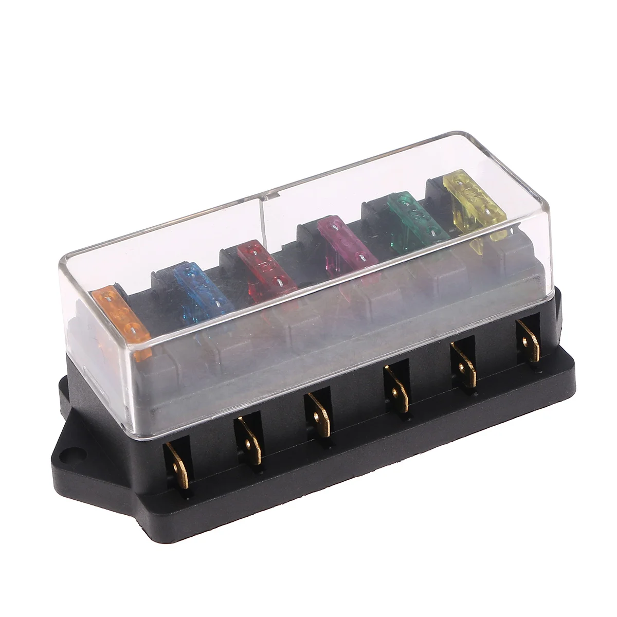 6-Way Illuminated Fuse Box Holder Block with for Automotive Boat Marine Bus Van