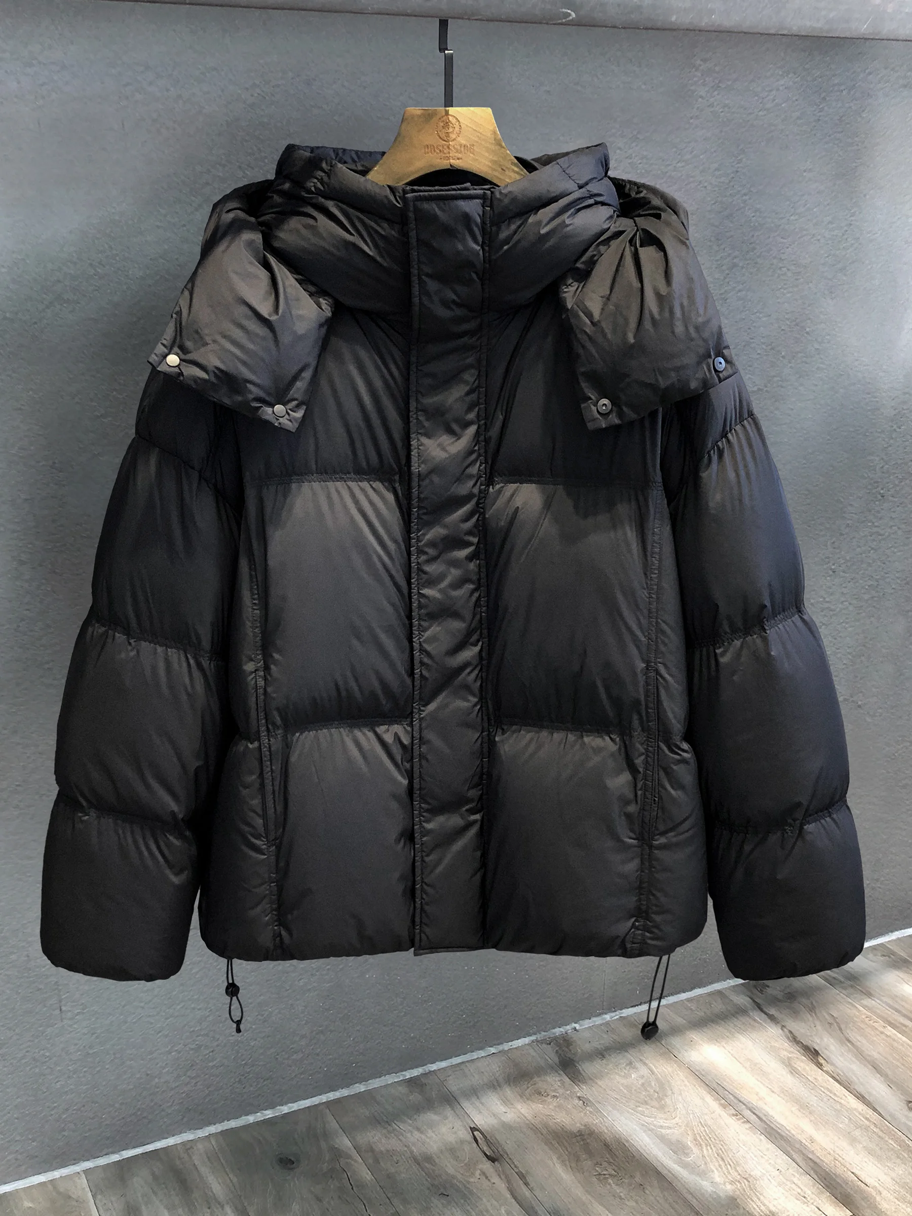 

High-Loft Hooded down Jaet Youthful Sle Warmth-Insulating Thiened White Du down Padded Coat for Men Winter Outerwear