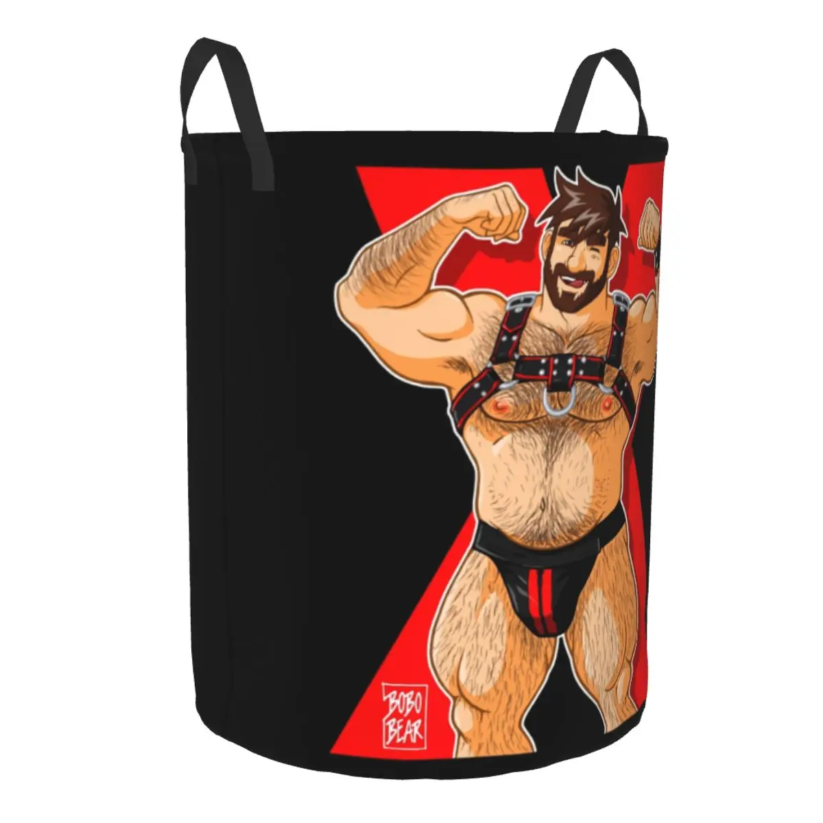 Sexy Gay Bear Adam Likes Harness Laundry Hamper Large Storage Basket Bobo Bear Pride Lgbt Kids Nursery Toy Organizer