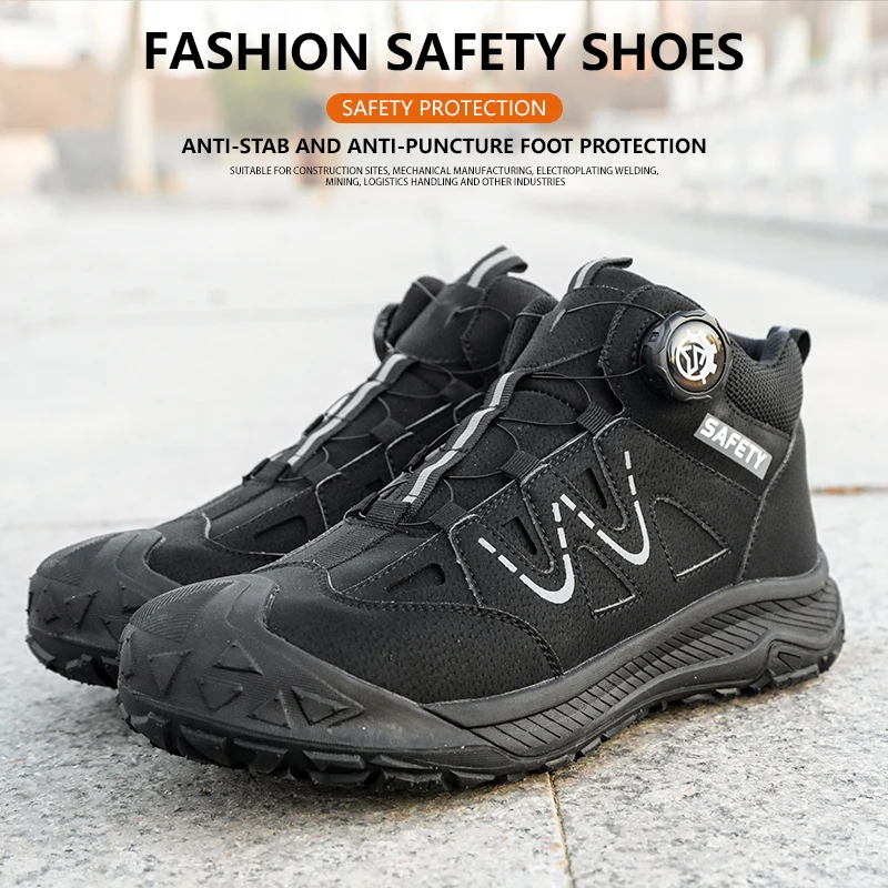 

2026 knob buckle anti-slip, anti-smashing, anti-puncture labor shoes, safety shoes, work shoes, protective shoes, anti-slip,