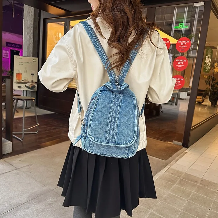 カジュアルデニムクロスボディバッグ女性用トラベルスリングバッグ軽量マルチポケットサイクリングシングルショルダー通勤レジャーバッグ