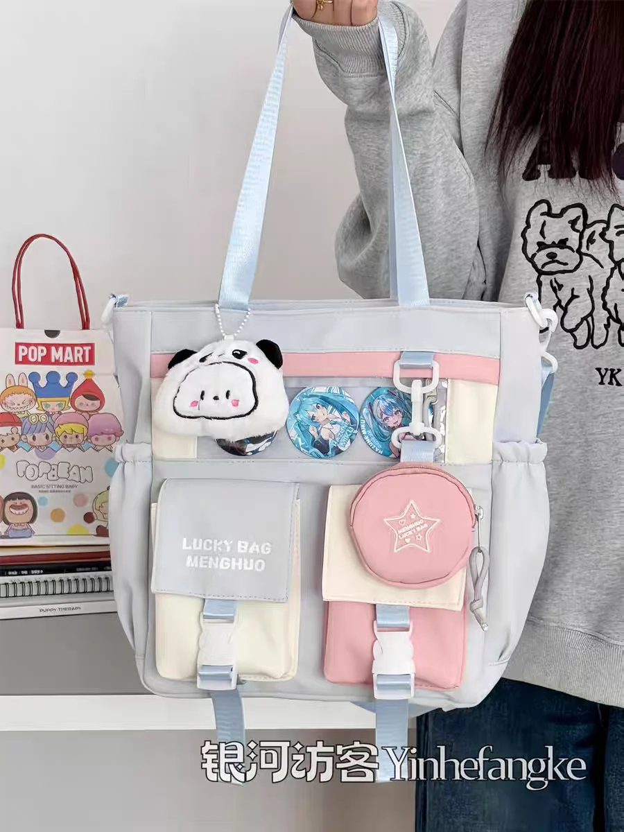 

Школьная сумка Ins в японском стиле, милая сумка-тоут большой вместимости для студентов, универсальная сумка через плечо для девочек