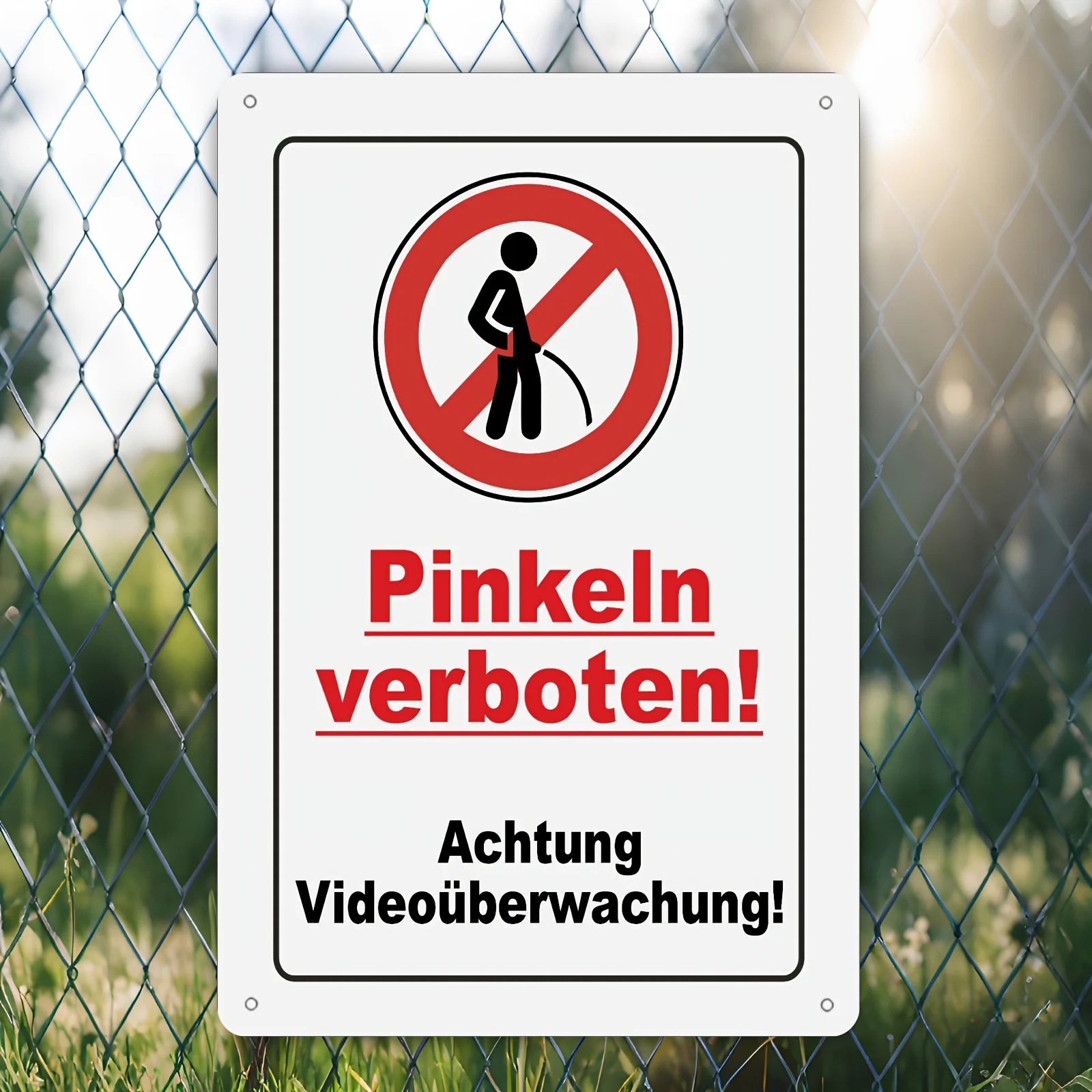 2D Metal Sign No Peeing Video Surveillance Warning 8x12 Inch Outdoor Wall Art Durable Waterproof Fence Garden Yard Decor Bold Te