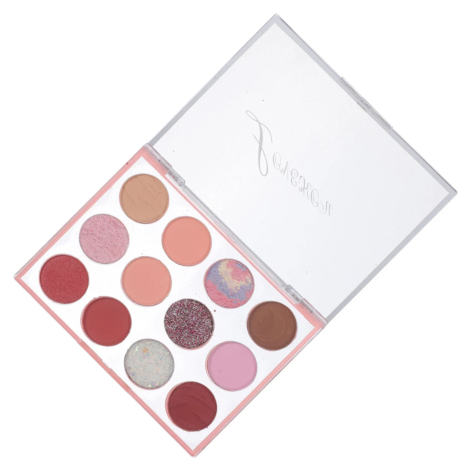 لوحة ظلال عيون مكونة من 12 لونًا لامعة ولامعة وغير لامعة ومتألقة لتسليط الضوء على علبة مكياج ظلال العيون للنساء للسفر في الهواء الطلق