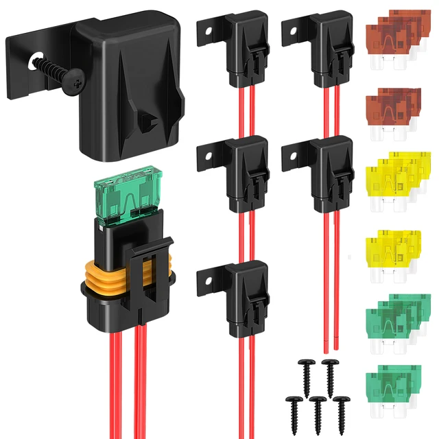 DaierTek 5PCS 12 AWG Inline Fuse Holder 12V ATC/ATO Blade Fuse Holder z 20 Amp 30 Amp 40 Amp Inline Fuse Holder do pojazdów