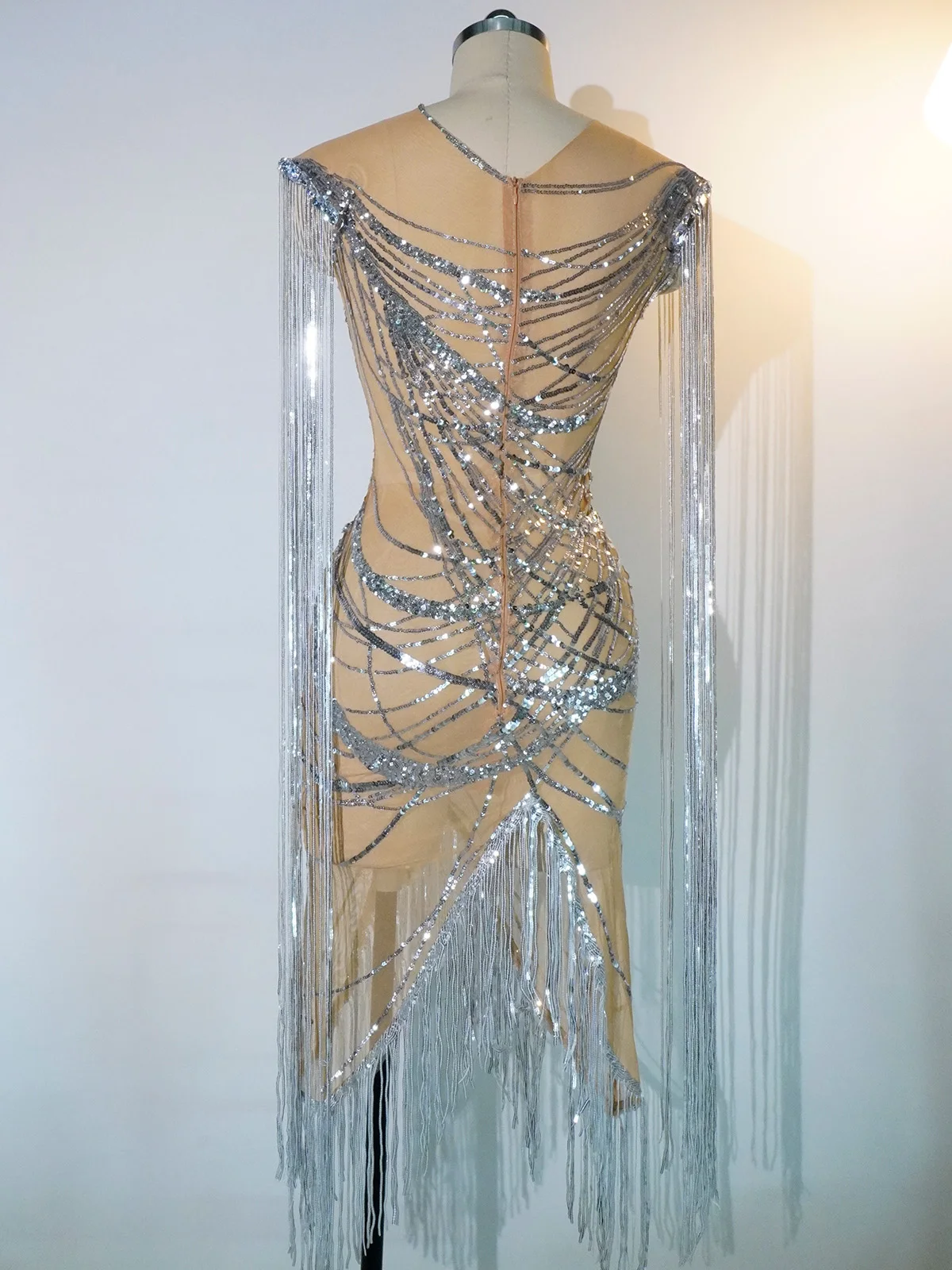 Sexy Strass Fransen Kleid Frauen Sparkly Prom Geburtstag Hochzeit Kostüm Drag Queen Festival Outfit Bühne Leistung Club Tragen