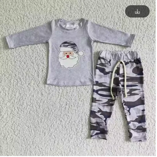 الأولاد الغزلان المطرزة سانتا شريطية طويلة الأكمام السراويل دعوى الجملة بوتيك الأطفال بدلة طفل