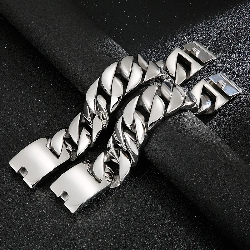 Fashion 316 Stainless Steel Silver Color Bracelet Bangle Men\'s Heavy Chunky Link Chain Bracelet Jewellery Bracelets Bangle