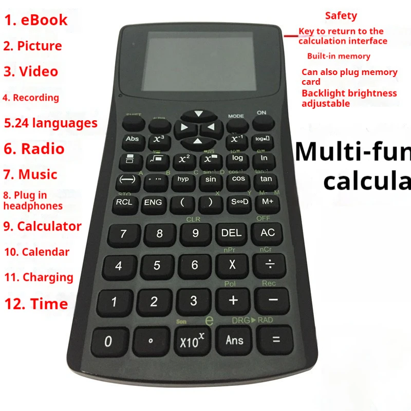 

New Student Magic MP4 Calculator Multi-Language E-Reader with Text Image Music Video Support for Study Gift Hot Selling In Stock