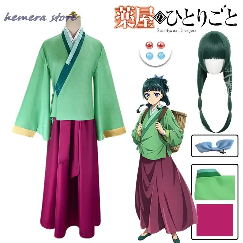 

Maomao Cosplay Costume Wig Anime The Apothecary Diaries Dress Skirt Green Top Hairpin Kusuriya No Hitorigoto Halloween For Women