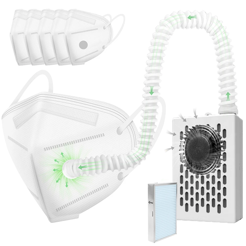 Electric Air Purifying Respirator Face Mask with Fan - KN95 Rated, Replaceable Filter, Powered Fan - Dust, Woodworking