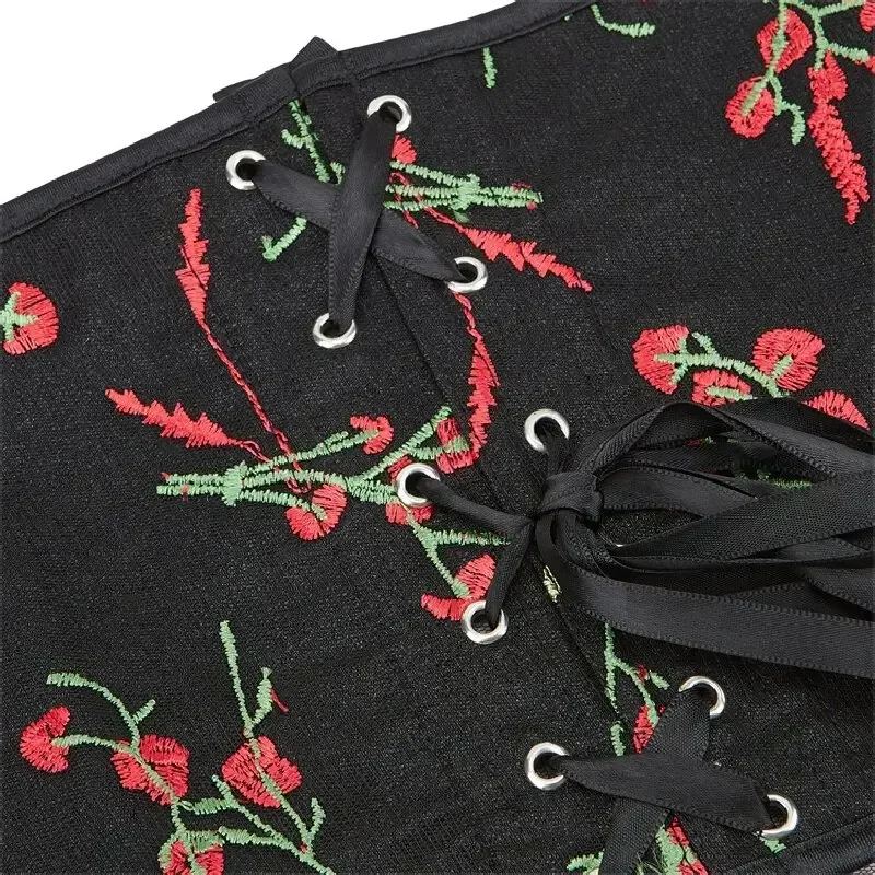 Vintage Women Underbust Corset Sexy Lace-Up Floral Mesh Waist Trainer Bustier Top Party Clubwear Bodice Y2k Corselet Feminino view 5