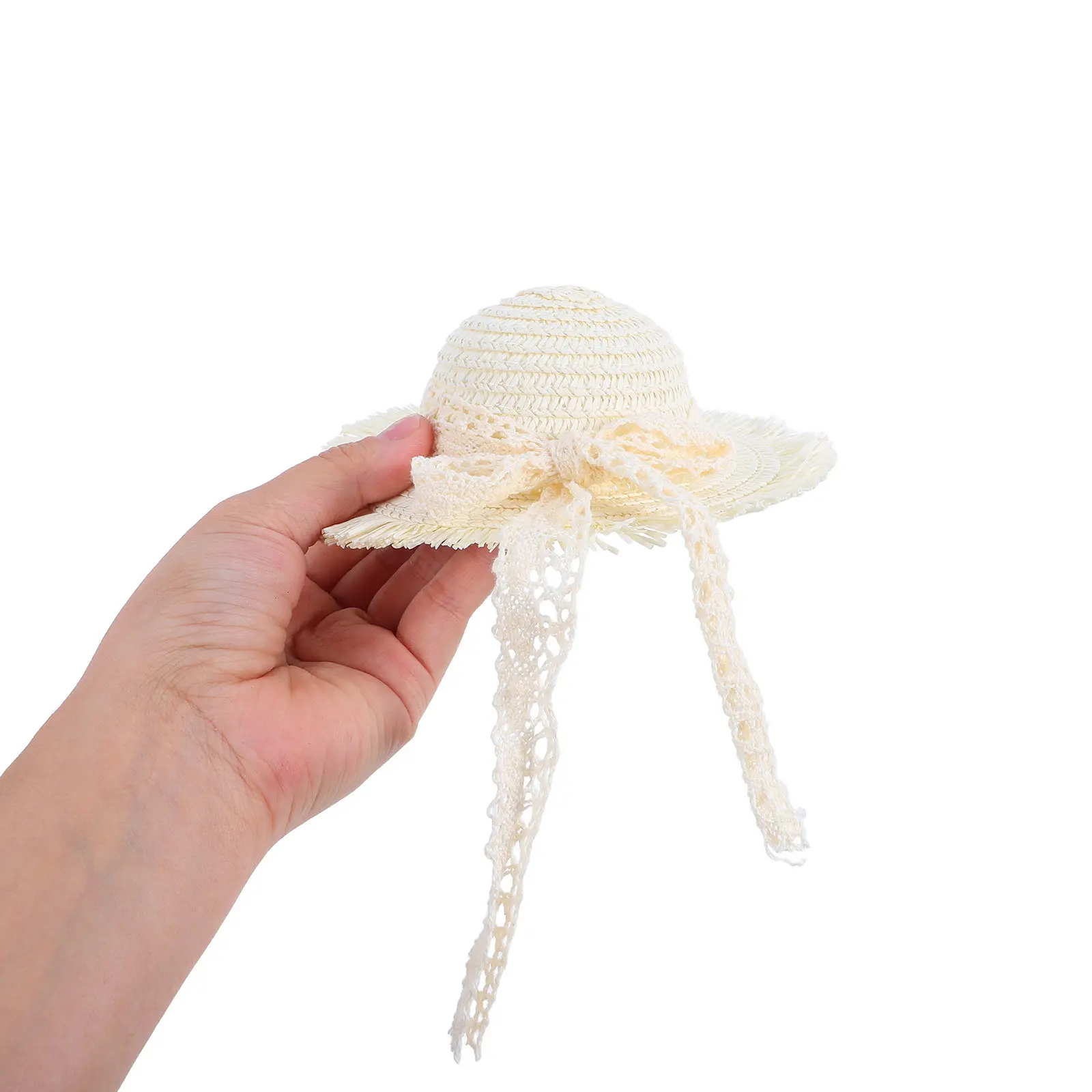 Sombrero de disfraz de espantapájaros de paja tejida, con diseño de retazos, lazo y cordón ajustable, para niños pequeños, accesorio de Halloween.