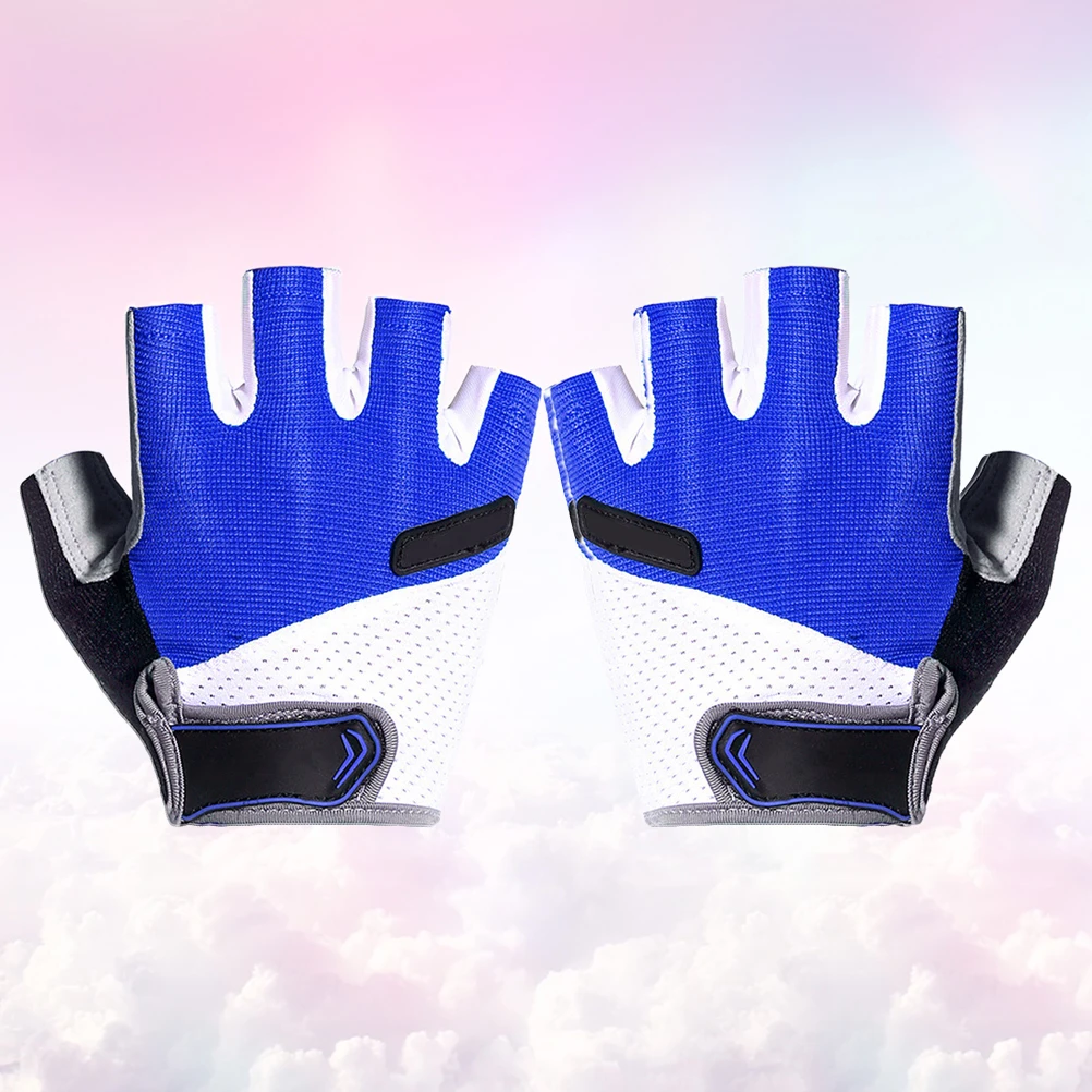 

1Pair Skid Resistance Half Finger Gloves Comfortable Shockproof Anti Sweat Cycling Sports Driving Jogging Fishing Hiking Blue L