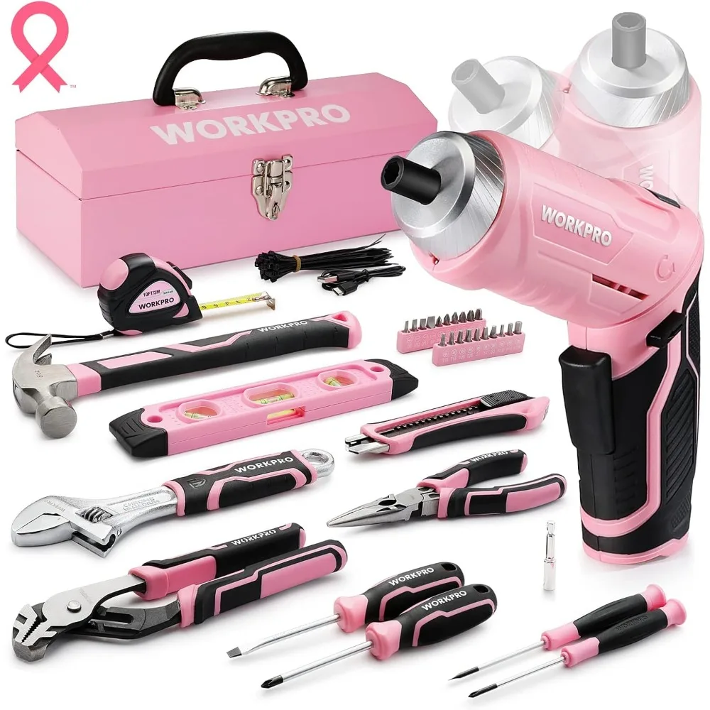 

75-Piece Pink Tool Set with Cordless Screwdriver, Portable Case for Home DIY Projects and Gifts