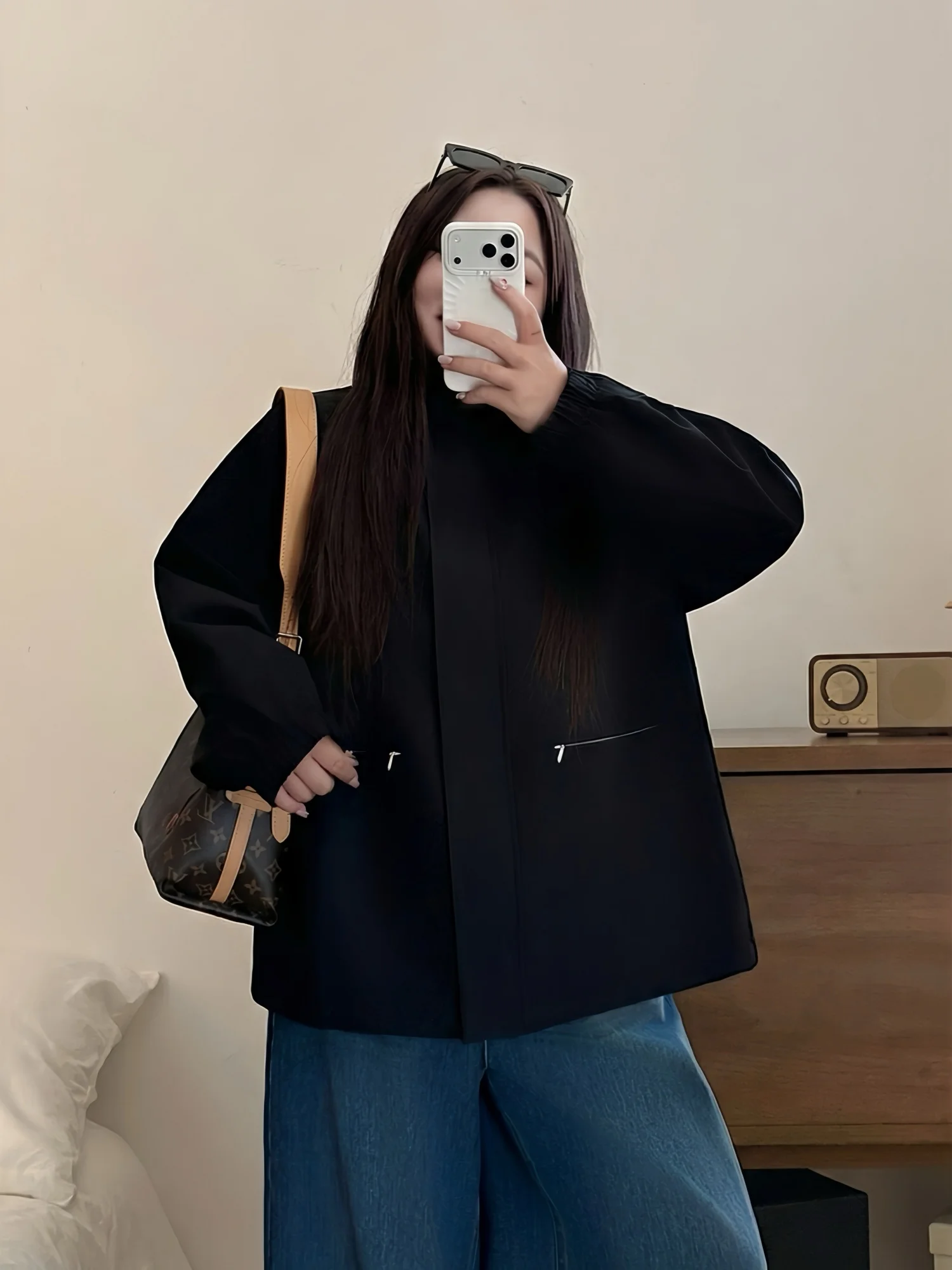 

plus Size Women's Casual Short Jacket Spring Commute Style Slimming Hooded Windbreaker Thick Sister's Large Size Coat
