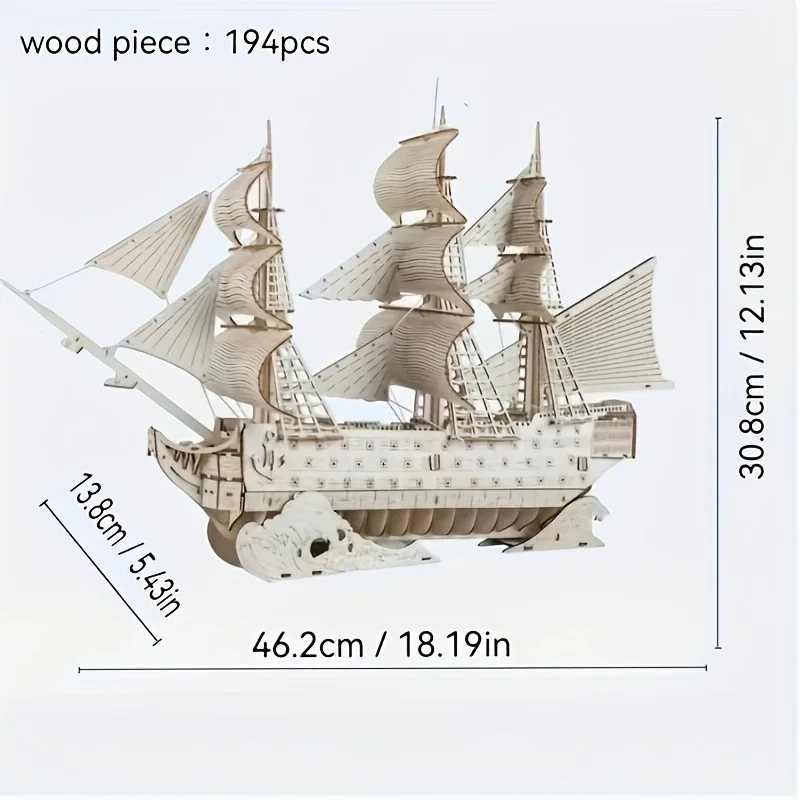 Kit de modèle de bateau en bois, 194 pièces, assemblage de Puzzle 3D, ornement artisanal en bois pour décoration de chambre à coucher et de salon, cadeau Unique