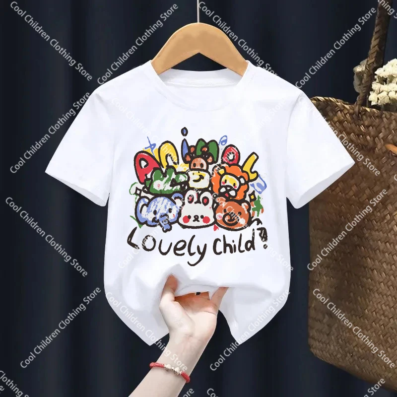 Summer New Korean Style Children T-Shirt Cute Parent T Shirt Cartoons Animal Children Clothes Tee Shirt Kid Girl Boy Fashion Top