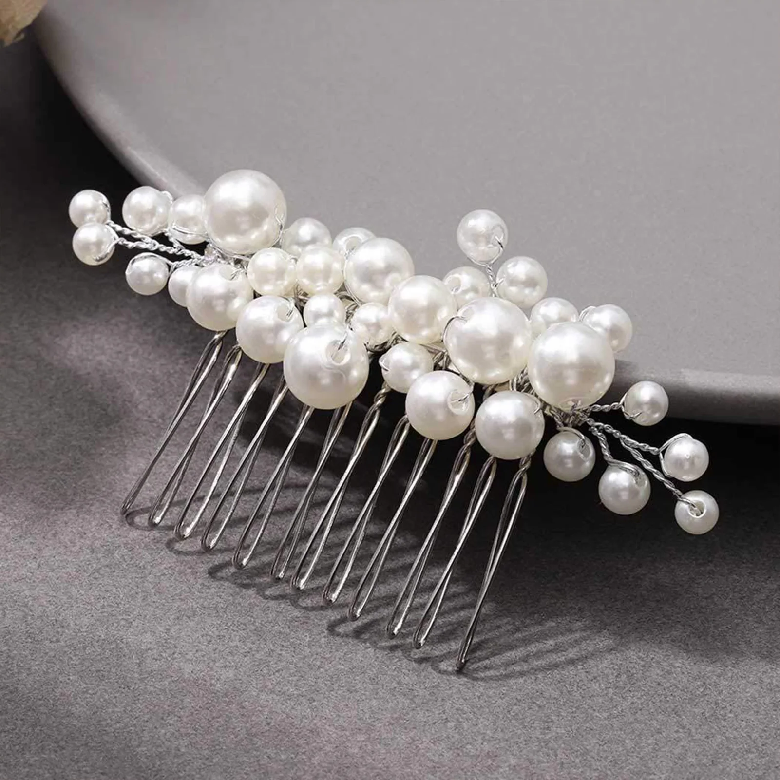 Freshwater Pearls Hair Combs Wedding Bridal Jewelry Hair Accessories Hair Clip Silver Color Headpiece Pearl Comb for Women Jewel