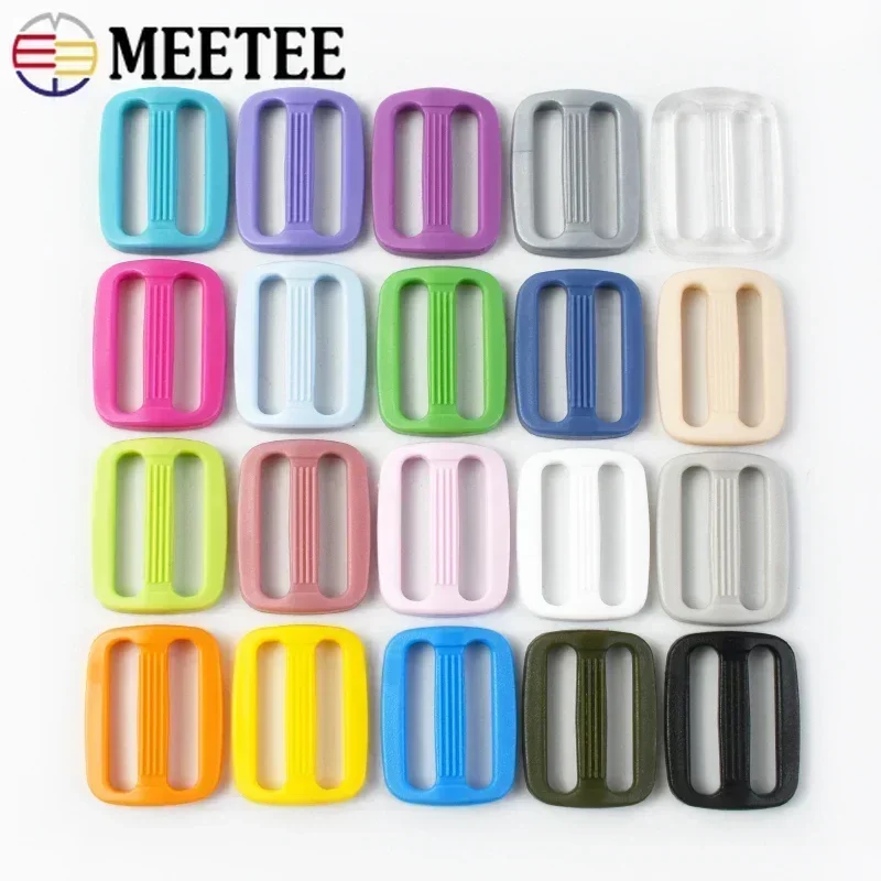 20Pcs 15/20/25mm Plastic Ring Buckles for Backpack Belt Tri-Glide Slider Clasp Webbing Bag Strap Adjuster Hooks Sewing Accessory