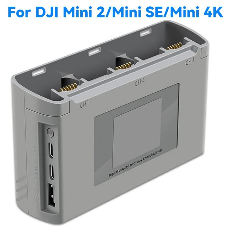 For DJI MINI 2/MINI SE/MINI 2 SE/MINI 4K Color Screen Charging Hub 3-ways Battery USB Charging Batteries Power Bank Accessories