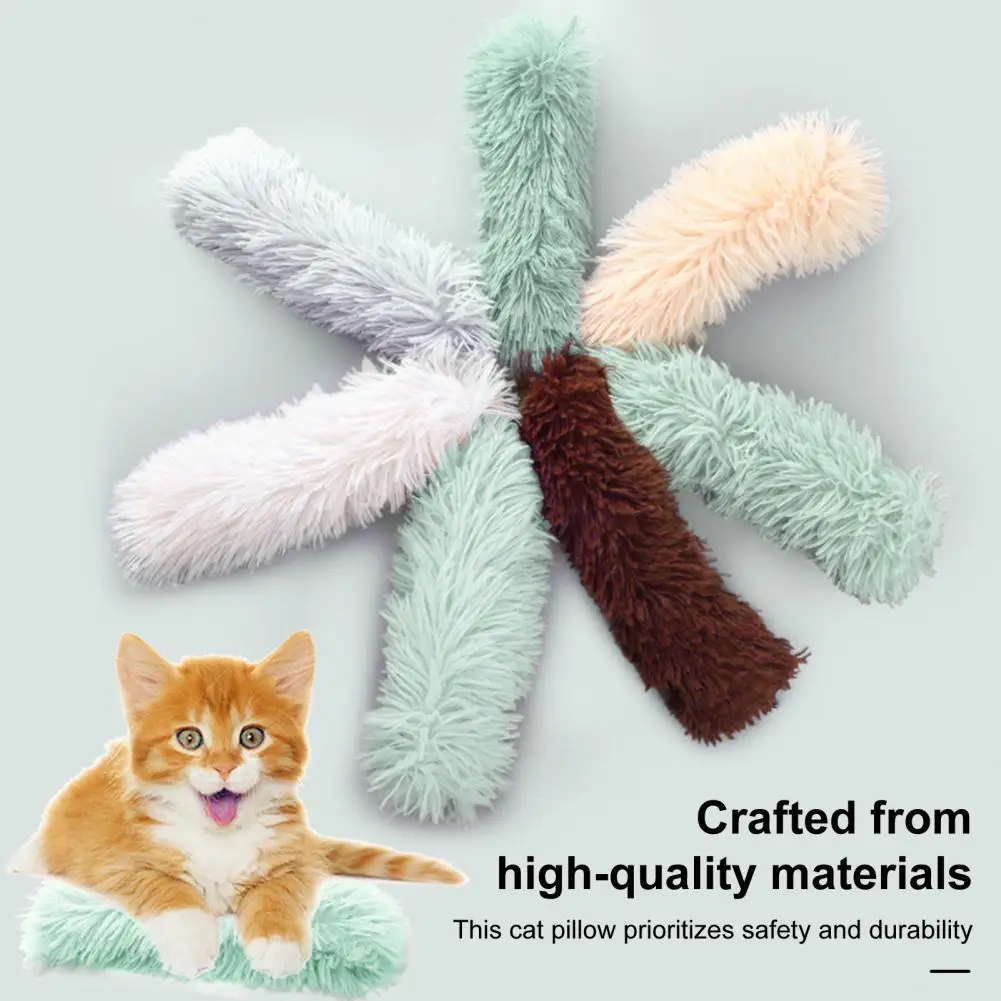 Plush Cat Pillow Toy Bite-Resistant Long Pet Pillow with Sound Paper Emotional Soothing Teeth Cleaning Catnip Pet Curiosity Toy