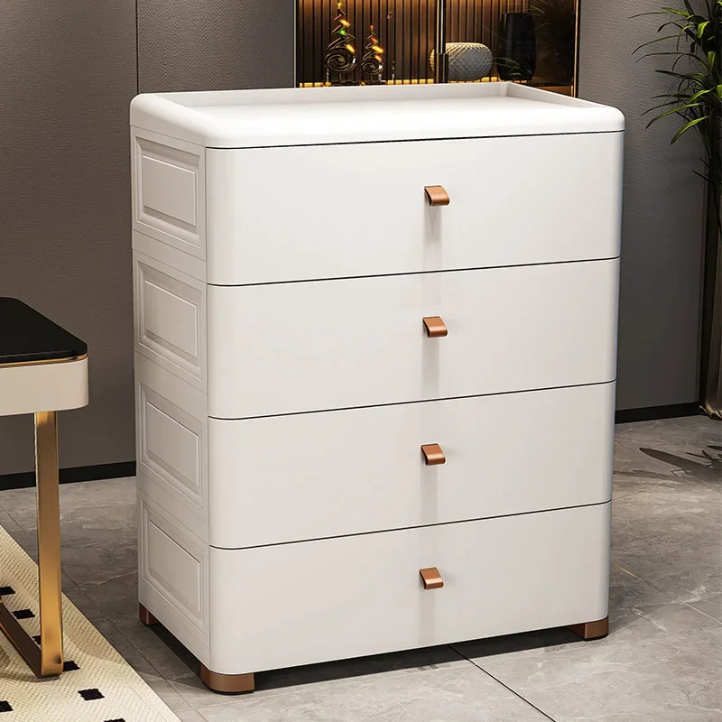 Plastic Bedside Table with Drawers, Narrow Multi-Layer Storage Cabinet for Bedroom, Bathroom & Living Room Gap Organizer