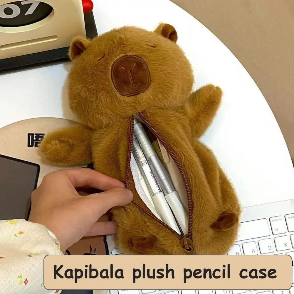 Пенал в форме капибары, большая вместительная застежка-молния, плюшевый пенал, детская многофункциональная сумка для друзей