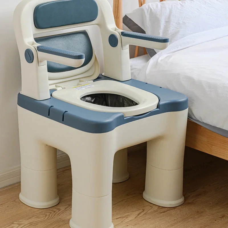 Reinforced Toilet Seat, Indoor Odor-Resistant Stool, Disabled Portable Chair, Elderly Backrest and Armrests, Comfort Seat