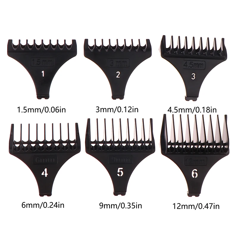 6Pcs/set Universal Hair Clipper Limit Comb Guards 1.5-12mm For T9 Trimmer Barber Cutting Guide Tool Set - view 6