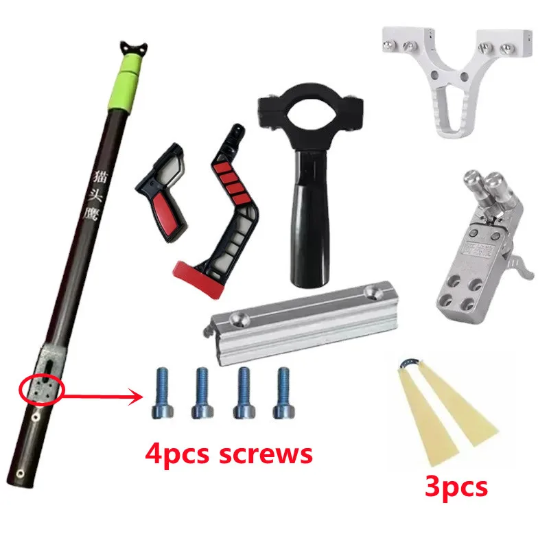 

Powerful DIY Long Rod Slingshot Telescopic Folding Slingshot Accessories Metal Precision Catapult Kit Bow Shooting Hunting Set